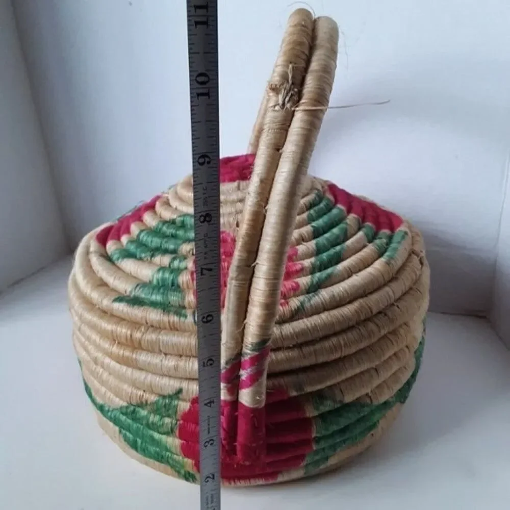 Vintage Large Coil Woven Old Mexican BOHO Style Basket